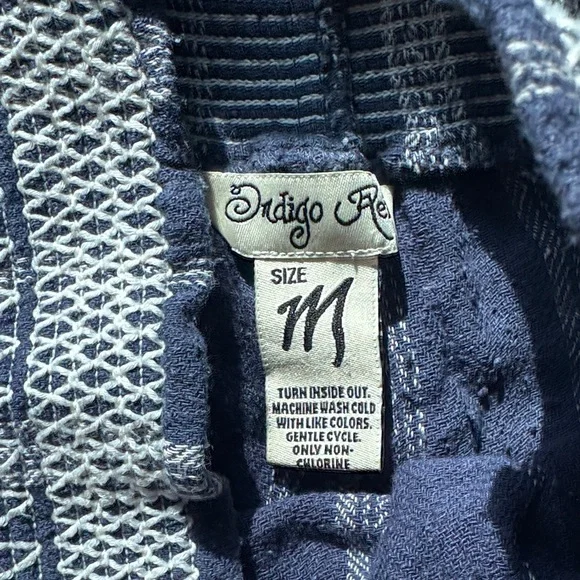 Wide Leg Blue Striped Pull-On Pants - Picture 5 of 5